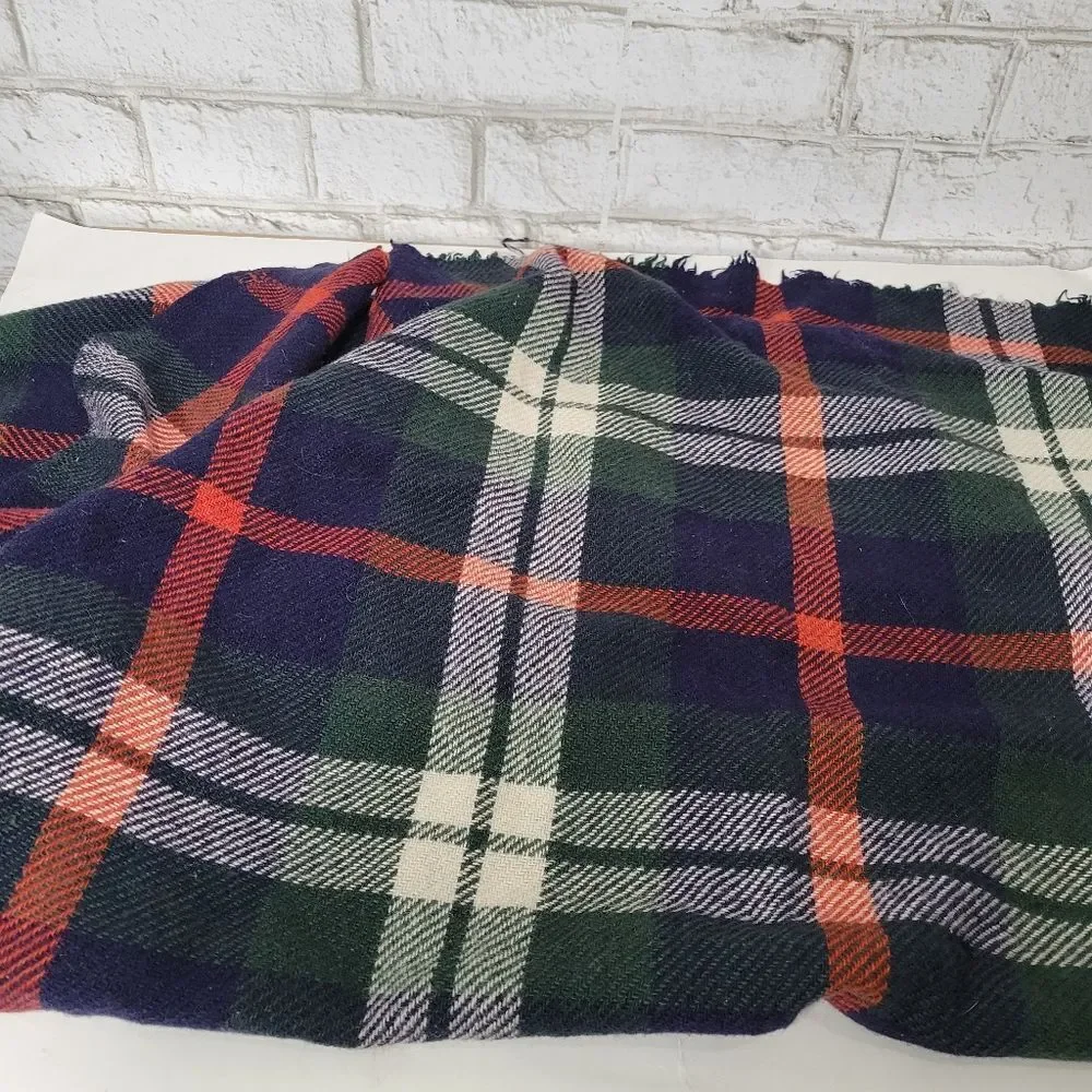 Plaid print large blanket scarf